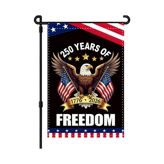 US 250th Anniversary Garden Flag America 250 Years Birthday Blessings Outdoor Banner 12x18in Double Side Commemorative Flags