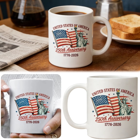 US 250th Anniversary Mug 1776 2026 Independence Day Ceramic Coffee Cup American Flag Statue Of Travel Mug, America 250th Anniversary Mug, Patriotic Ceramic Coffee Cup, Independence Day