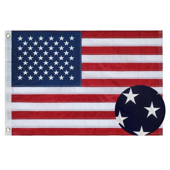 US 250th Star Sewn Boat Flag,American Flag, Heavy Duty Nylon US Flags with Embroidered Stars, Sewn Stripes, Brass Grommets for High Wind Outdoor, Fade Resistant and Waterproof USA Flag for Outside