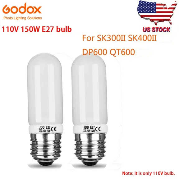 US 2pcs Godox 150W E26 Studio Strobe Flash Modeling Lamp Bulb For Studio Flash