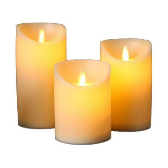 US 3-6 Pcs Set Flickering LED Wax Pillar Flameless Candles Remote Control Timer
