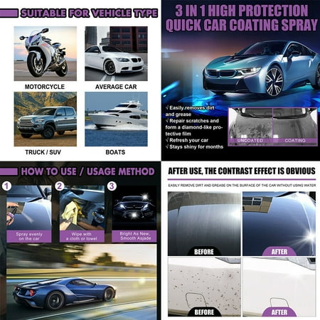 US 3 in 1 High Protection Quick Car Coat Ceramic Coating Spray Hydrophobic 100ML