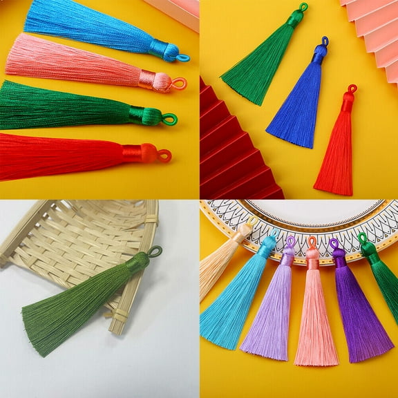 US 30-60Pc 2" Assorted Color Tassel Pendants Wrap Cap Threaded Silk Polyester