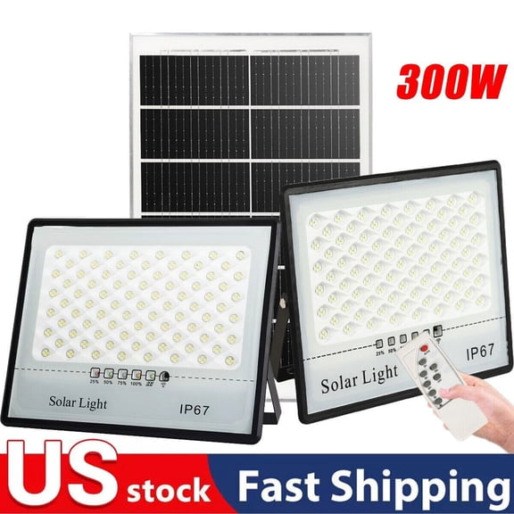 US 300W LED Solar Flood Lights Outdoor Street Light Dusk to Dawn Flood Wall Lamp