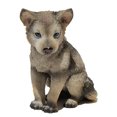 thumbnail image 1 of US 4.5 Inch Wolf Cub Sitting Decorative Statue Figurine, Gray and Cream, 1 of 6
