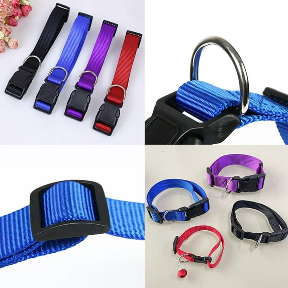 US 4-8 Pack Dog Pet Adjustable Nylon Collar Small Medium L XL With Buckle Puppy