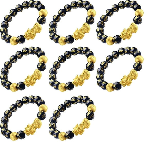 US 4 Pack Pi Xiu Obsidian Bracelet Dragon Bead Attract Wealth&Good Luck Bangle