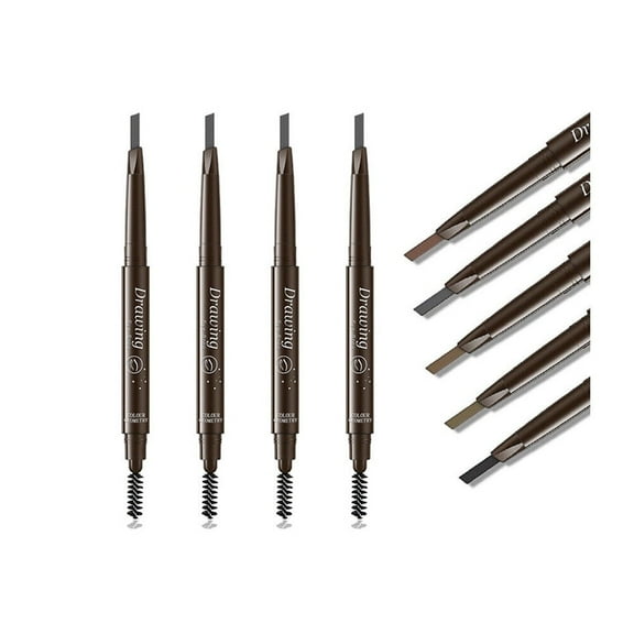 US 4 Pack Waterproof Eyebrow Pencil Retractable Slant Tip Brush Double-ends