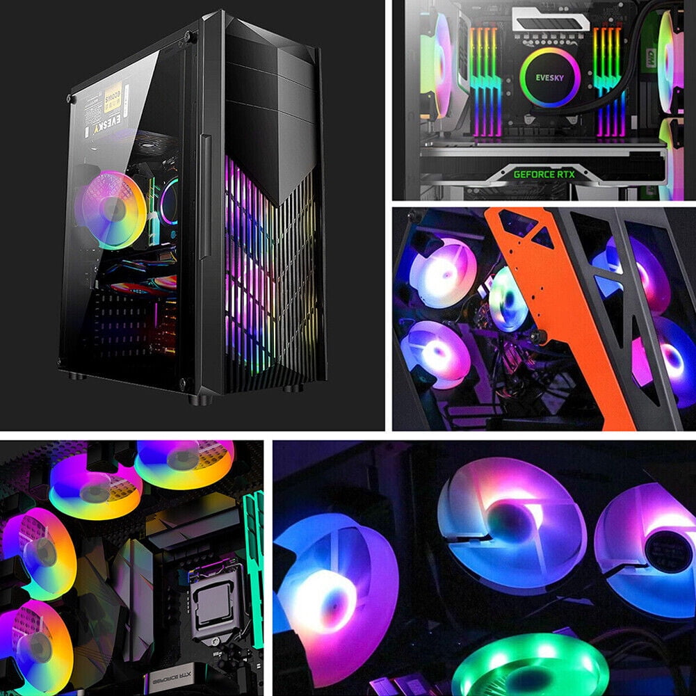 US 4-8 Pcs Computer Gaming Case RGB LED Fans Cooling Quiet Colorful ...