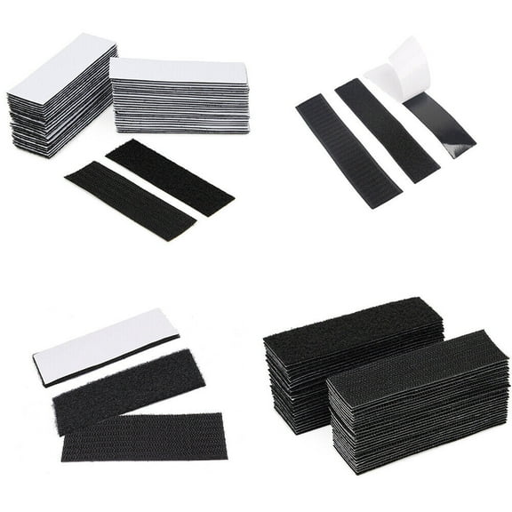 US 40-80 Pack Hook and Loop Strips with Adhesive, 1.2 x 4 Inches Black
