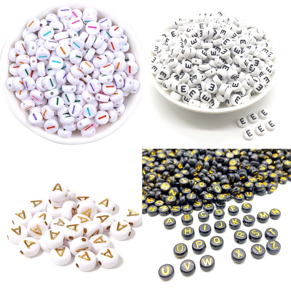 US 400-800 Round 7mm Acrylic Alphabet Beads Flat Round Letter DIY ...