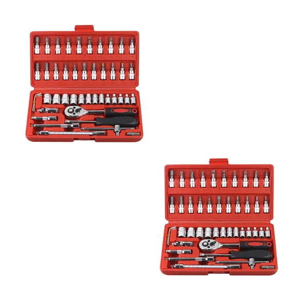 US 46 Pieces 1/4 " Drive Socket Ratchet Wrench Bit Bits Repair Tools Kit Auto