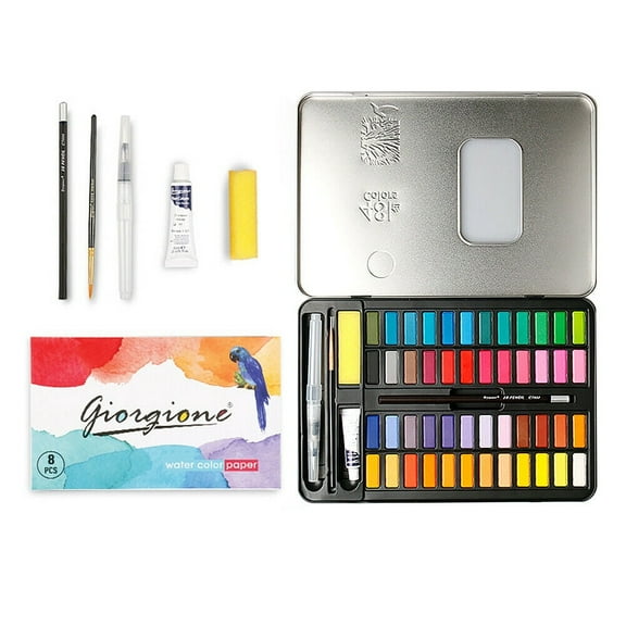 US 48 Premium Paints Watercolor Paint Set Include Metallic and Fluorescent Color