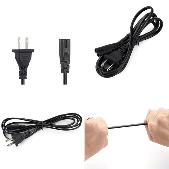 US 5-10 Pc 2 Prong AC Power Cord Cable for PS4 PS3 PS2 Slim XBOX PC Monitor TV