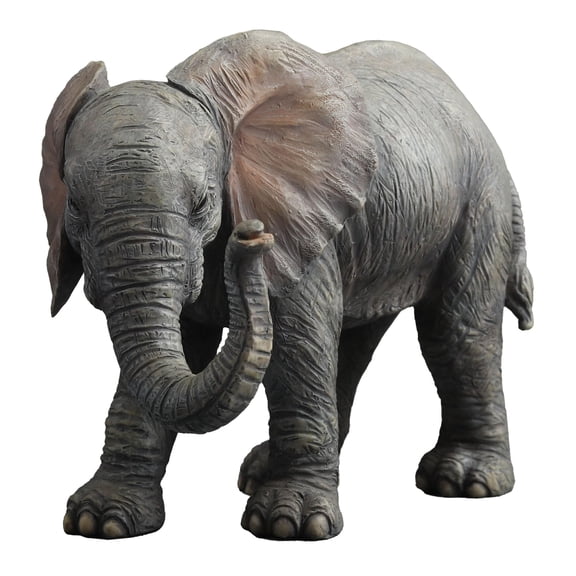US 5.75 Inch Baby Elephant Standing Decorative Statue Figurine, Gray