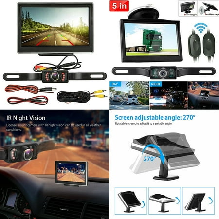 US 5" Wireless Night Vision Backup Camera System with HD Display for Automotive Use