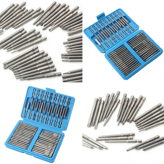 US 50Pcs Extra Long Security Bits Hex Torx Star Spline Flat Screwdriver Bit Set