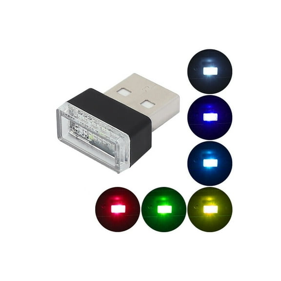 US 6 Mini White Blue Yellow Red Green LED USB Car Interior Atmosphere Light
