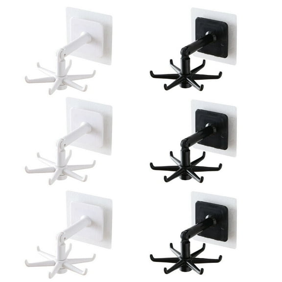 US 6 Under Cabinet Utensil Holder 360 Rotatable Kitchen Hook Organizer Rack