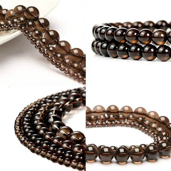 US 6/8/10mm Natural Smoky Quartzs Stone Round Beads For Jewelry Making DIY Charm