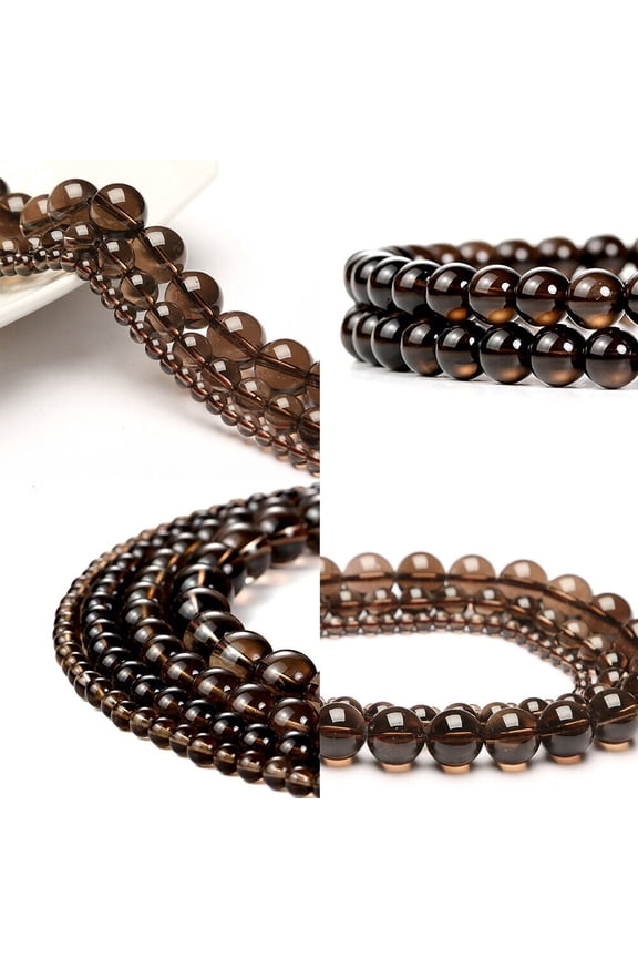 US 6/8/10mm Natural Smoky Quartzs Stone Round Beads For Jewelry Making DIY Charm