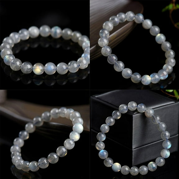 US 6/8 mm Light Gray Labradorite Bead Genuine Natural Grade 3A Gemstone Round