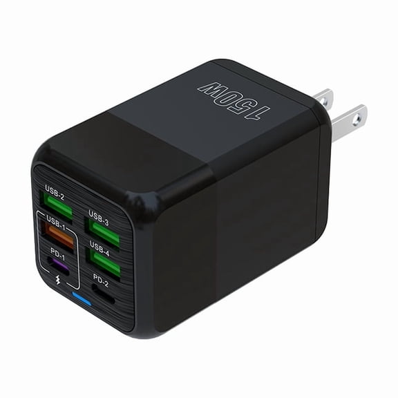 US 6 Port Mobile Phone Charger Fast Charging Adapter 150W 4 USB 2 Type C Wall Fast Charger