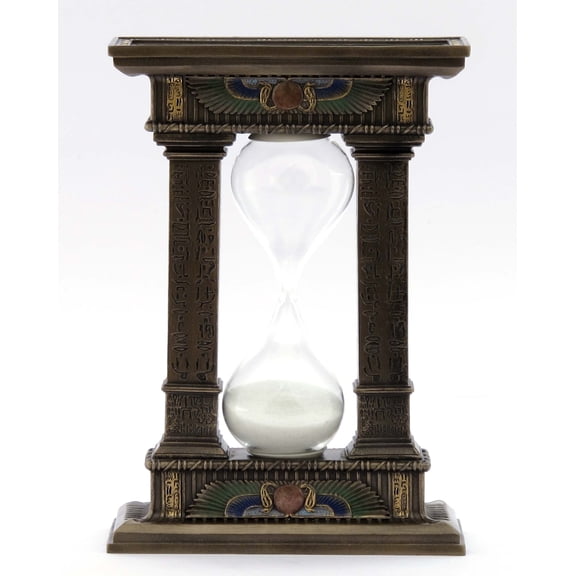 US 7.13 Inch Egyptian Gate Sand Timer Cold Cast Bronze Figurine