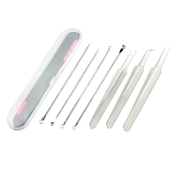 US 7 Pack Blackhead Remover Pimple Squeeze Comedone Extractor Tweezer Tools
