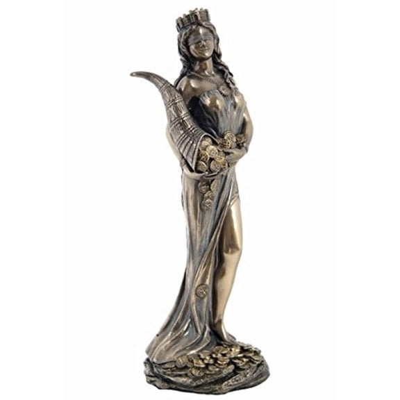 US 7.25 Inch Blinded Greek Goddess Fortuna Cold Cast Bronze Figurine