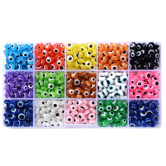 US 750-1050 6/8mm Evil Eye Bead Charm Flat Resin Spacer Turkish Bead DIY Jewelry