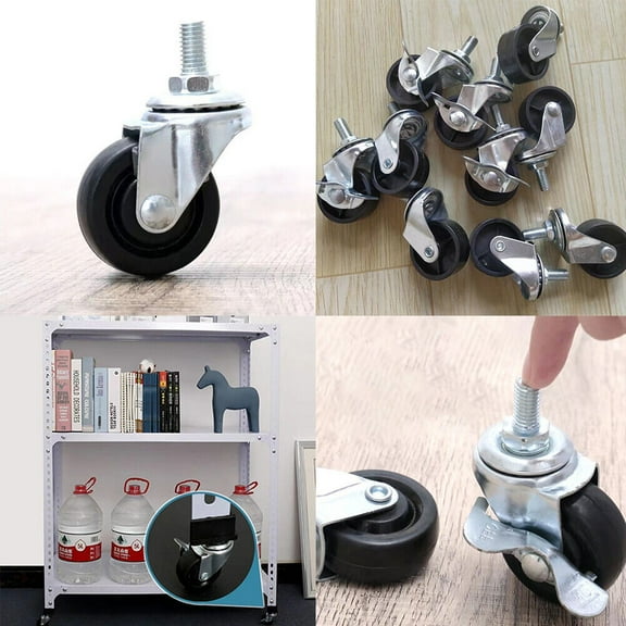 US 8-16 Pc 3 Inch Rubber Casters Heavy Duty Safety Brake Wheel For Shelving Rack