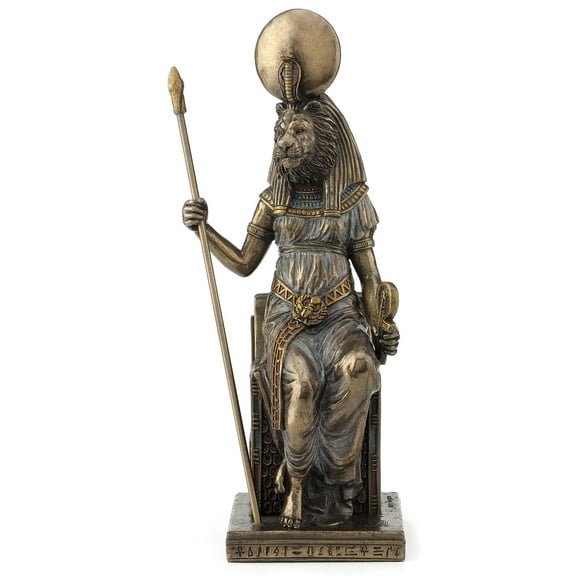 US 8.25 Inch Egyptian Sitting Sekhmet Cold Cast Bronze Sculpture Figurine