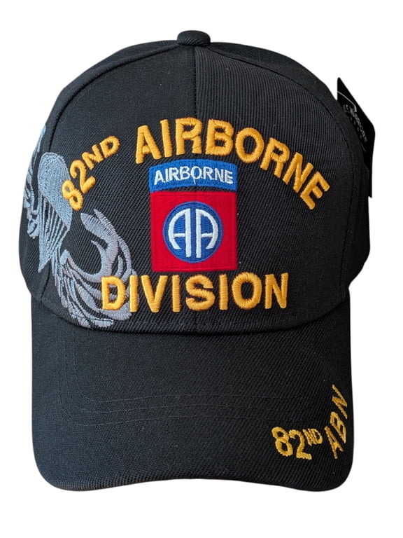 US 82nd Airborne Division Jump Wings On Side Black Baseball Cap Hat