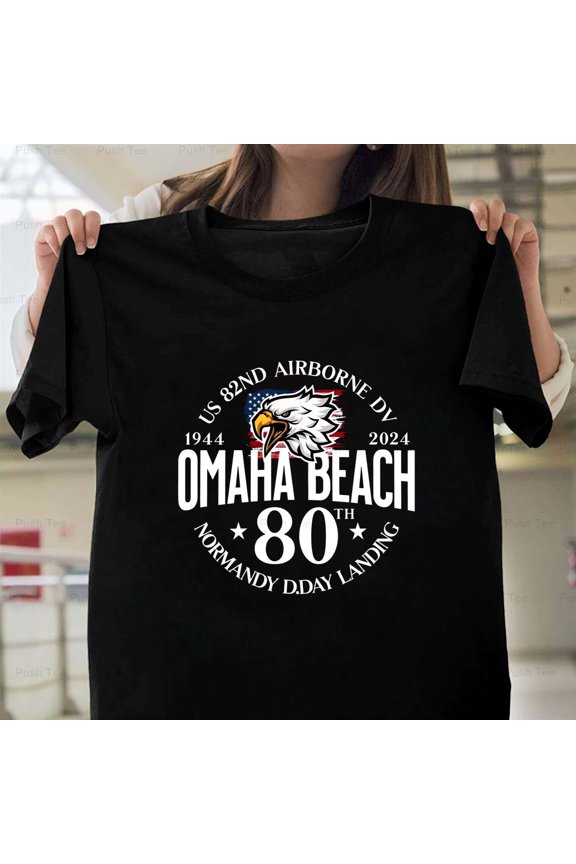 US 82nd Airborne Dv Omaha Beach 80th Anniversary D-Day Fan New Unisex T-Shirt , up to 5XL