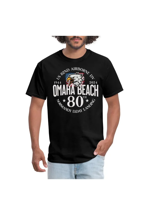 US 82nd Airborne Omaha Beach 80th Anniversary D-Day Tribute Unisex T-Shirt up to size 5XL