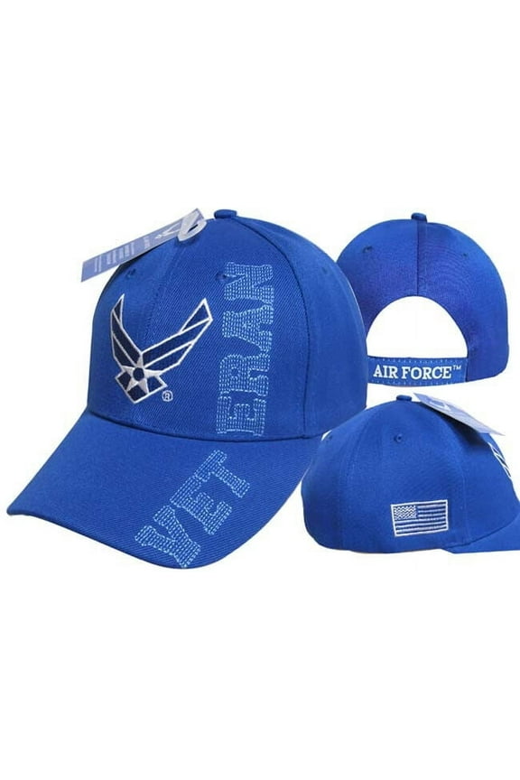 US AIR FORCE WINGS VETERAN LETTER SHADOW CAP HAT ROYAL BLUE (LICENSED)