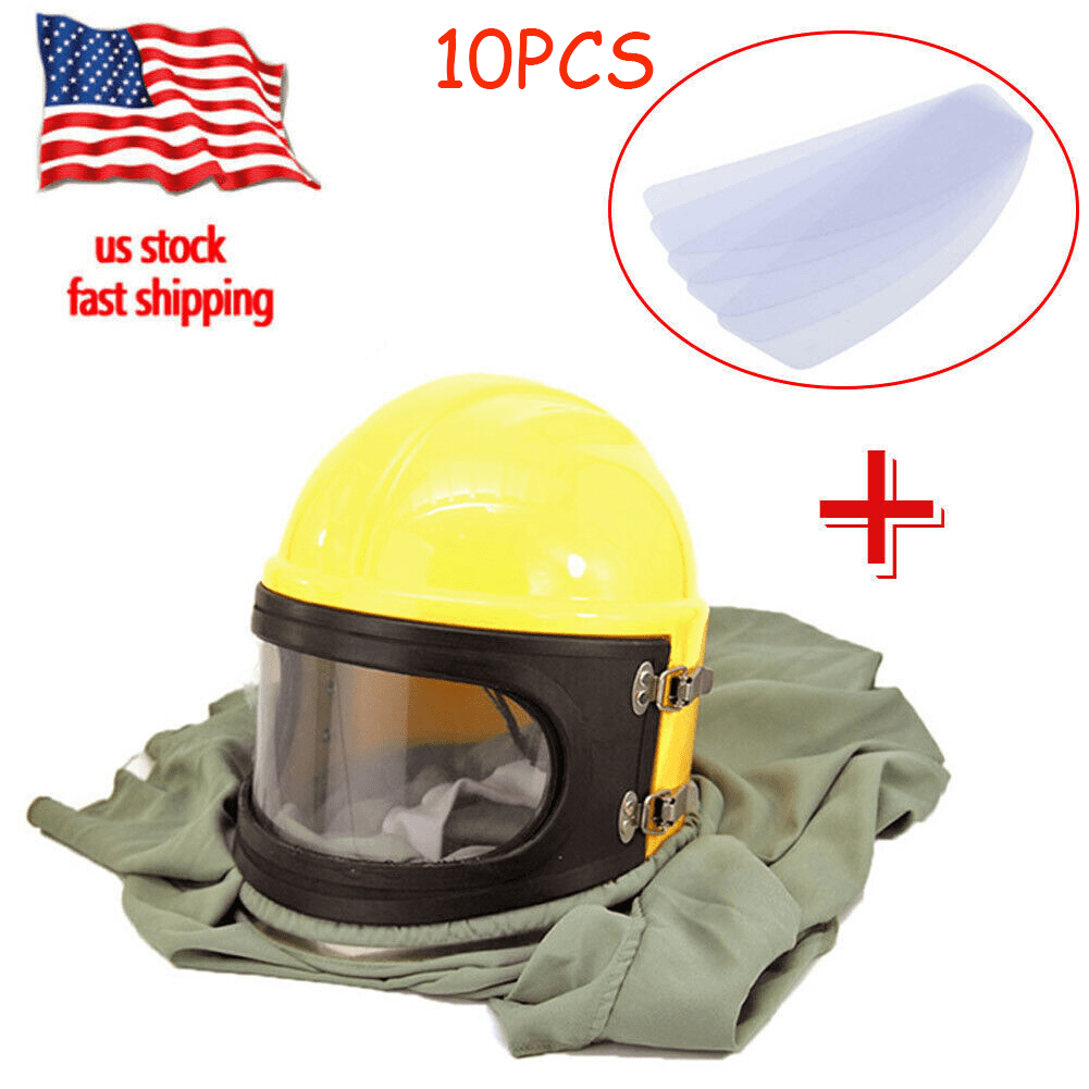 Adjustable Sandblast Helmet Sand Blast Lens Hood Protector Air