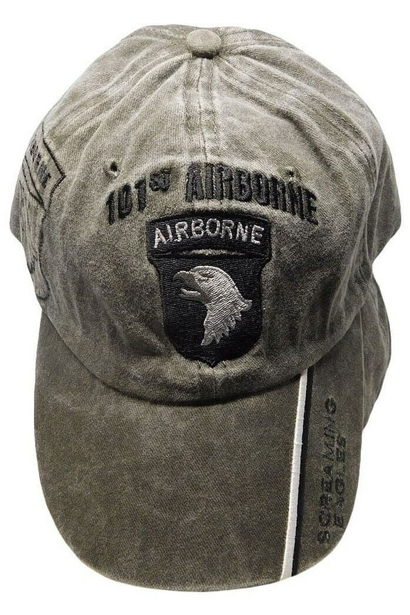 US ARMY 101ST ABN AIRBORNE DIVISION DISTRESSED VINTAGE BASEBALL CAP HAT OLIVE