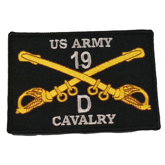 US ARMY 19D CAVALRY CAV PATCH - Silver & Gold on Black Background - Veteran Owned Business