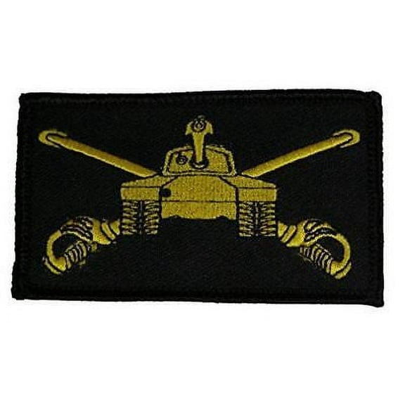 US ARMY ARMORED CAVALRY CROSSED SABERS TANK 2 PIECE PATCH W/ HOOK AND LOOP BACK