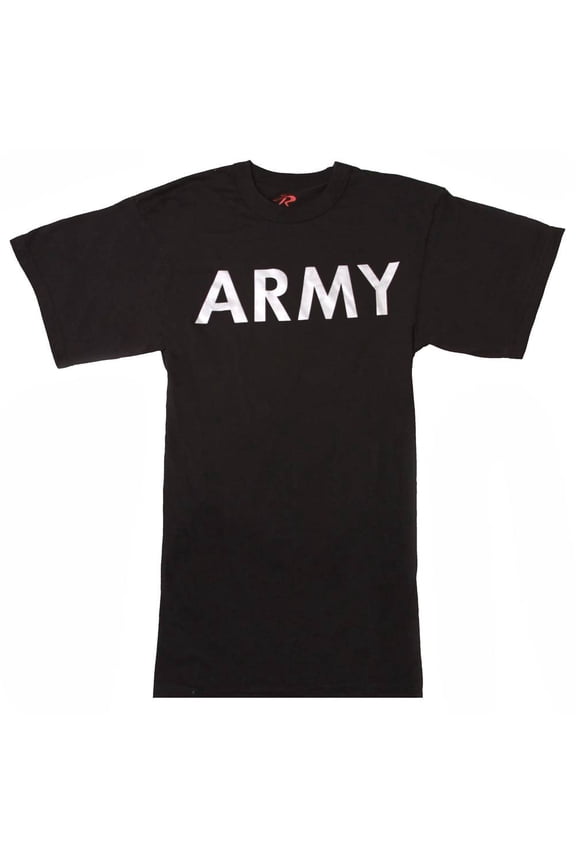 US ARMY Black Military T-Shirt w/ Silver Reflective Print - X-Large
