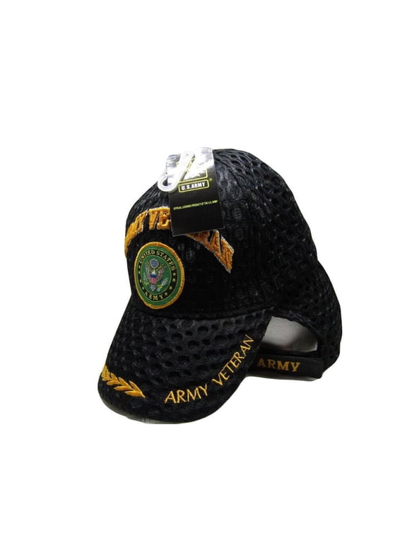 US ARMY EMBLEM Veteran side line mesh Black Embroidered Baseball Cap Hat