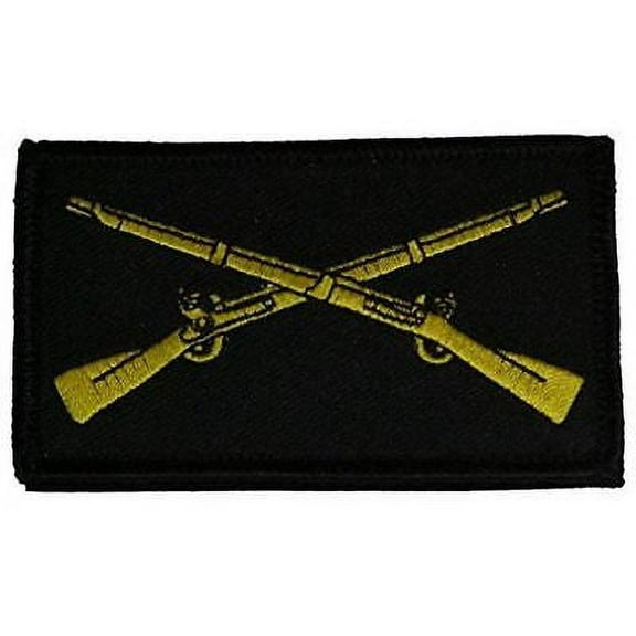 US ARMY INFANTRY CROSSED RIFLES 2 PIECE PATCH HOOK AND LOOP BACKING GRUNT 11B