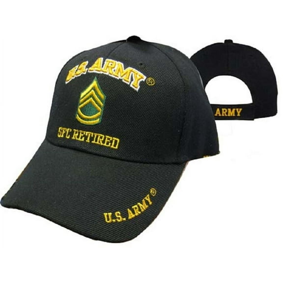US ARMY SFC RETIRED BALL CAP HAT BLACK (LICENSED)