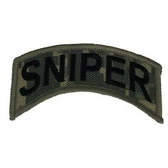 US ARMY SNIPER ROCKER TAB PATCH GREY GRAY DIGITIAL CAMMO CAMO ACU ONE SHOT KILL
