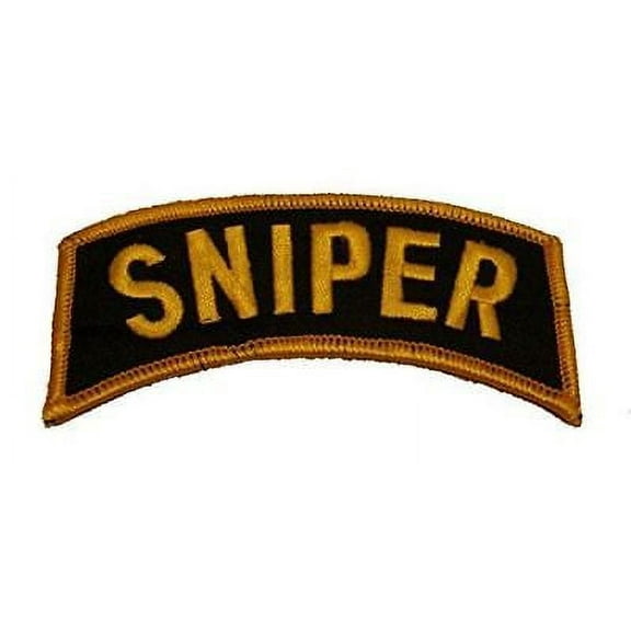US ARMY UNOFFICIAL SNIPER TAB ROCKER PATCH VETERAN BLACK GOLD