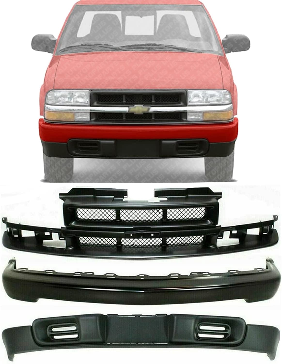 US AUTO PARTS PLUS New Front Bumper Face Bar Primed Steel + Grille ...
