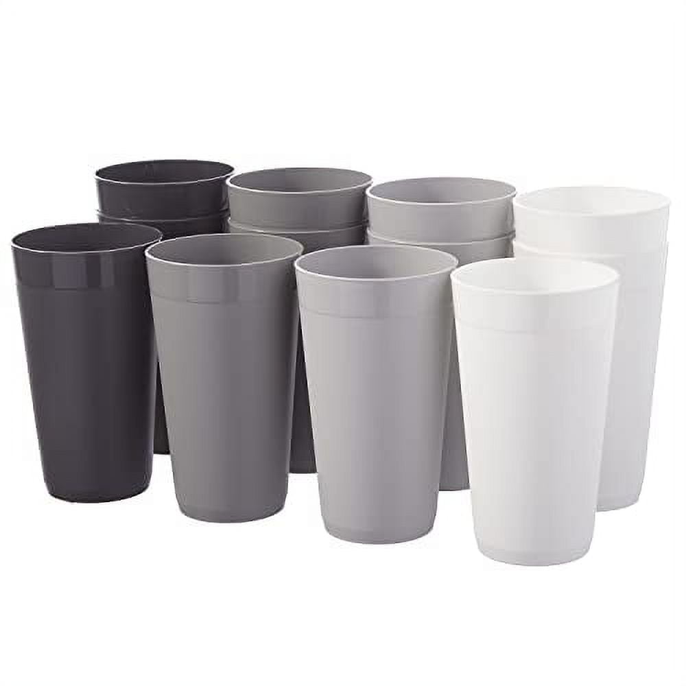 Set of 12 Grey and White BPA-Free Plastic Tumblers