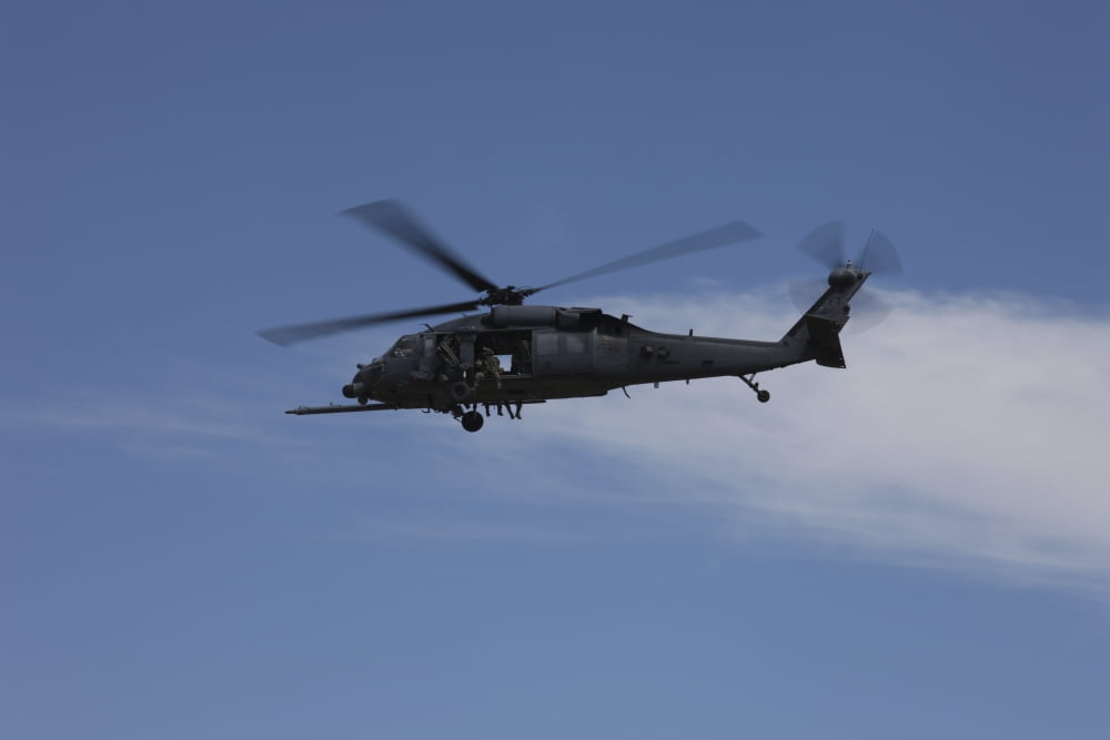 US Air Foce HH-60G Pave Hawk in flight over Arizona Canvas Art - Terry MooreStocktrek Images (35 x 23)